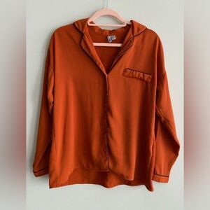 ASOS DESIGN pyjama style shirt with piping Cinnamon